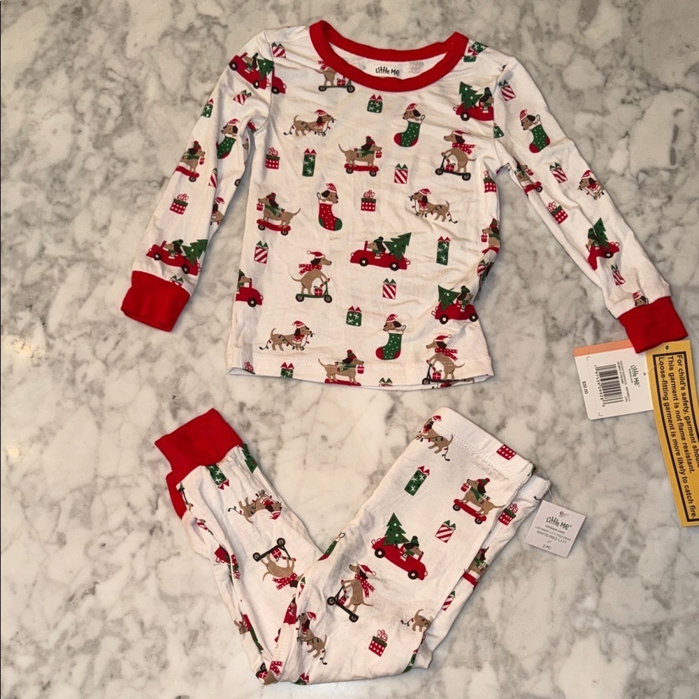 NWT Little Me Christmas Kids Pajamas - Red and White 2T